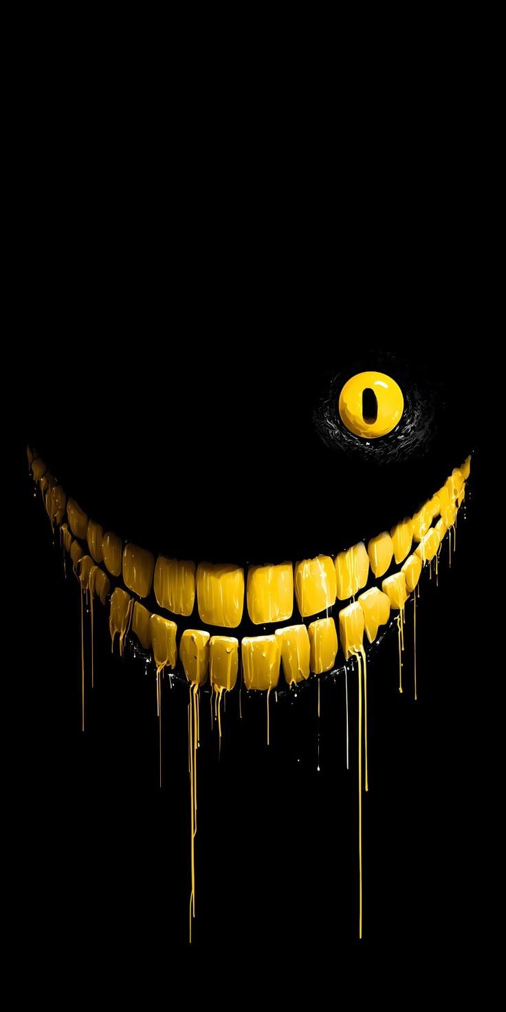 Eerie Melting Smile Wallpaper – Dark Surreal Horror Art