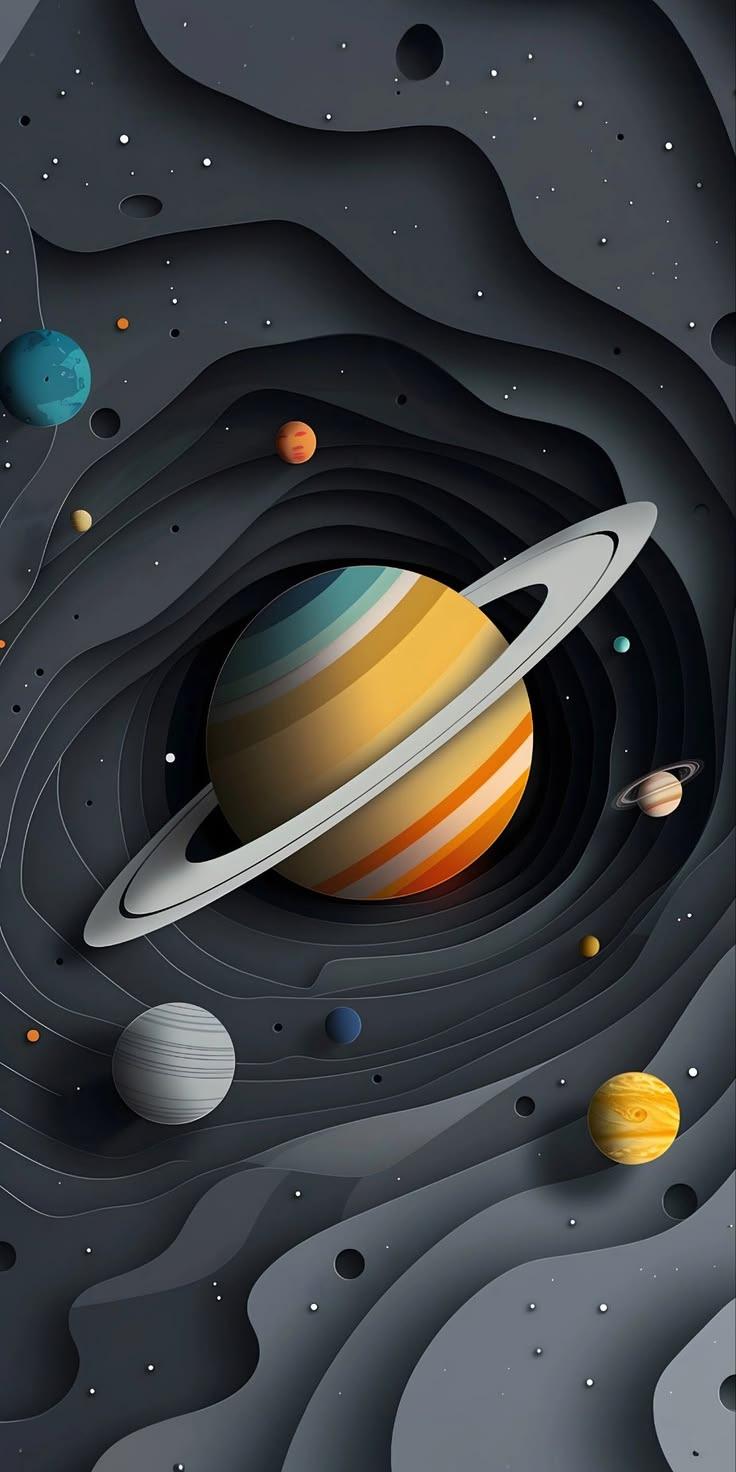 Minimal Saturn Space Wallpaper – Cosmic Planet Aesthetic