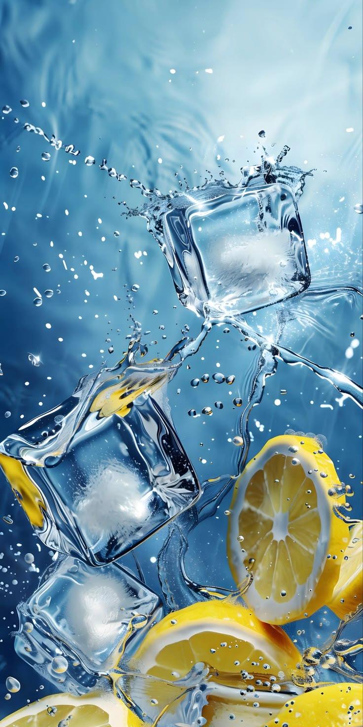 Refreshing Lemon Ice Splash Wallpaper – Cool Summer Aesthetic