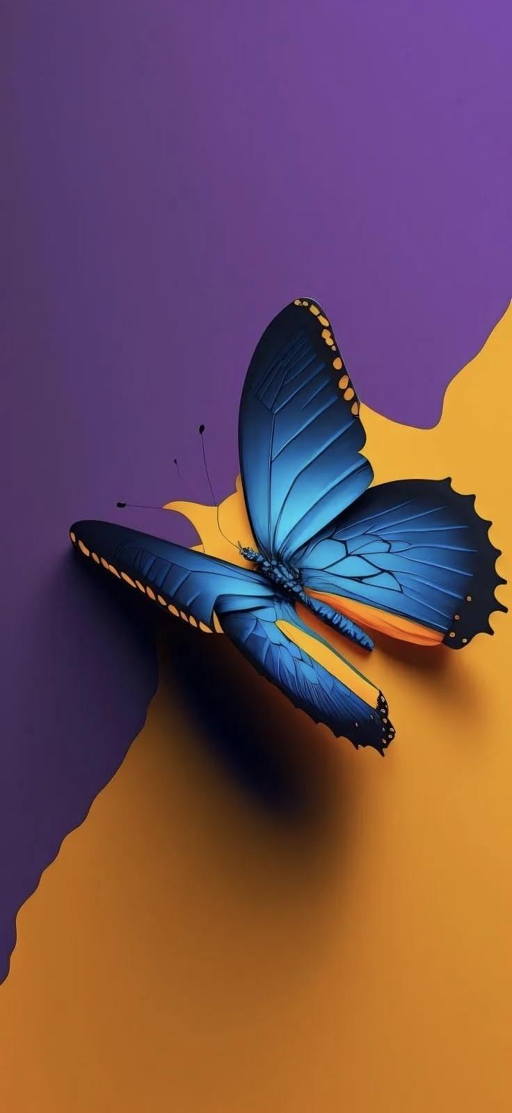 Blue Butterfly Wallpaper – Vibrant Minimal Aesthetic Art