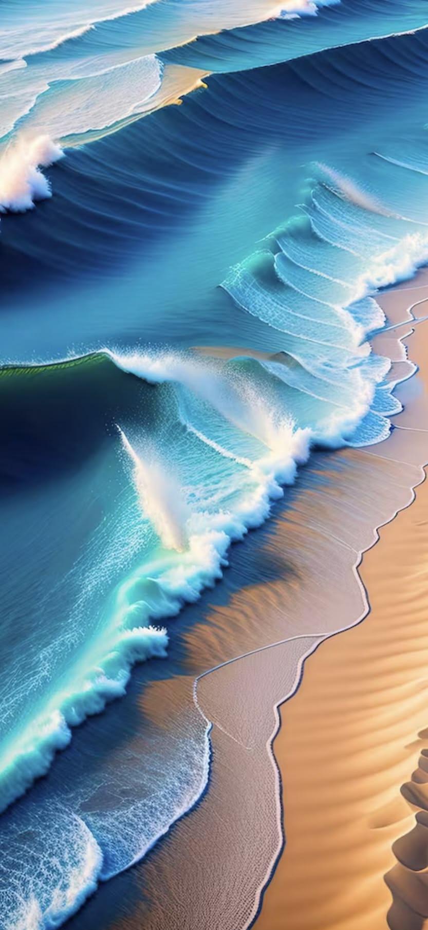 Turquoise Ocean Waves Wallpaper – Tropical Beach Aesthetic