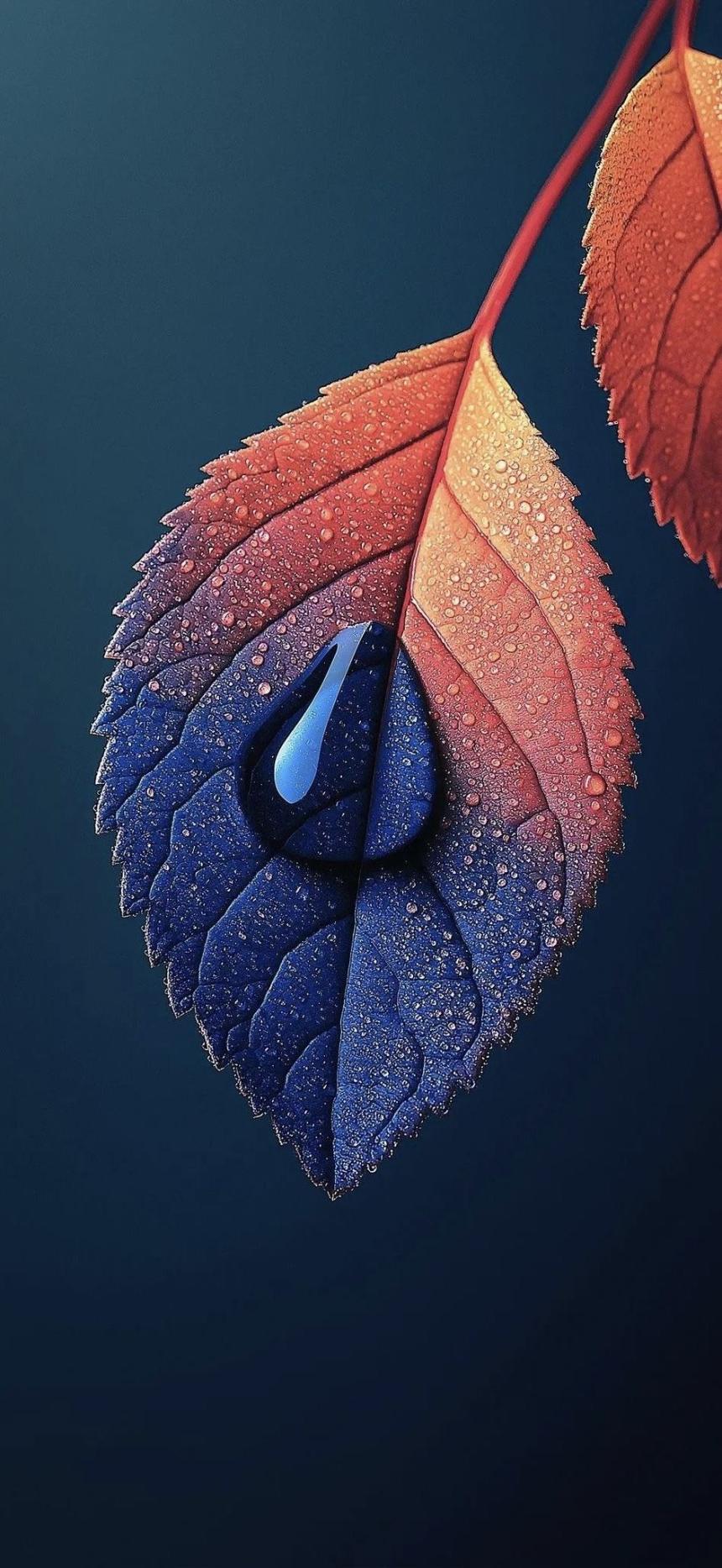 Macro Leaf Wallpaper HD 4K with Water Droplets
