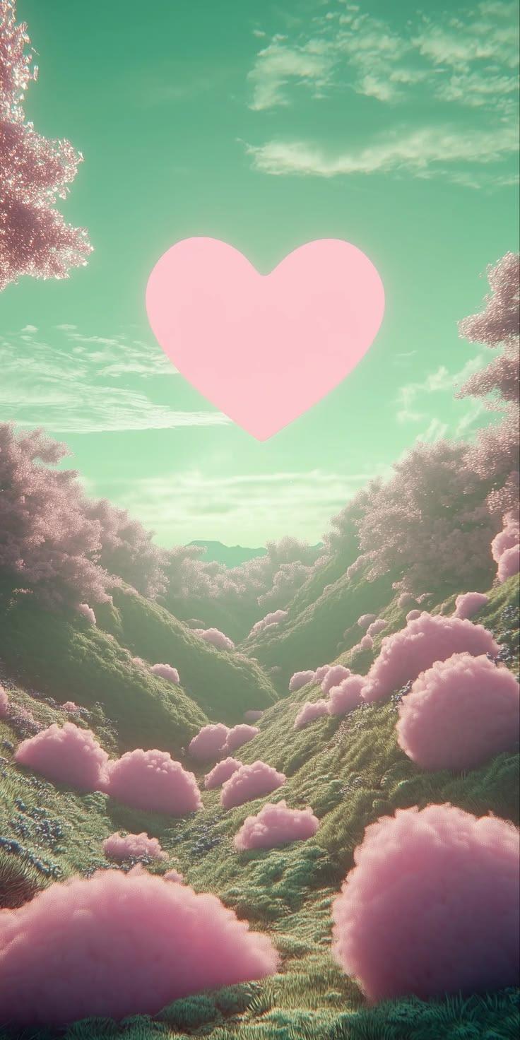 Pastel Heart Sky Aesthetic Wallpaper HD 4K