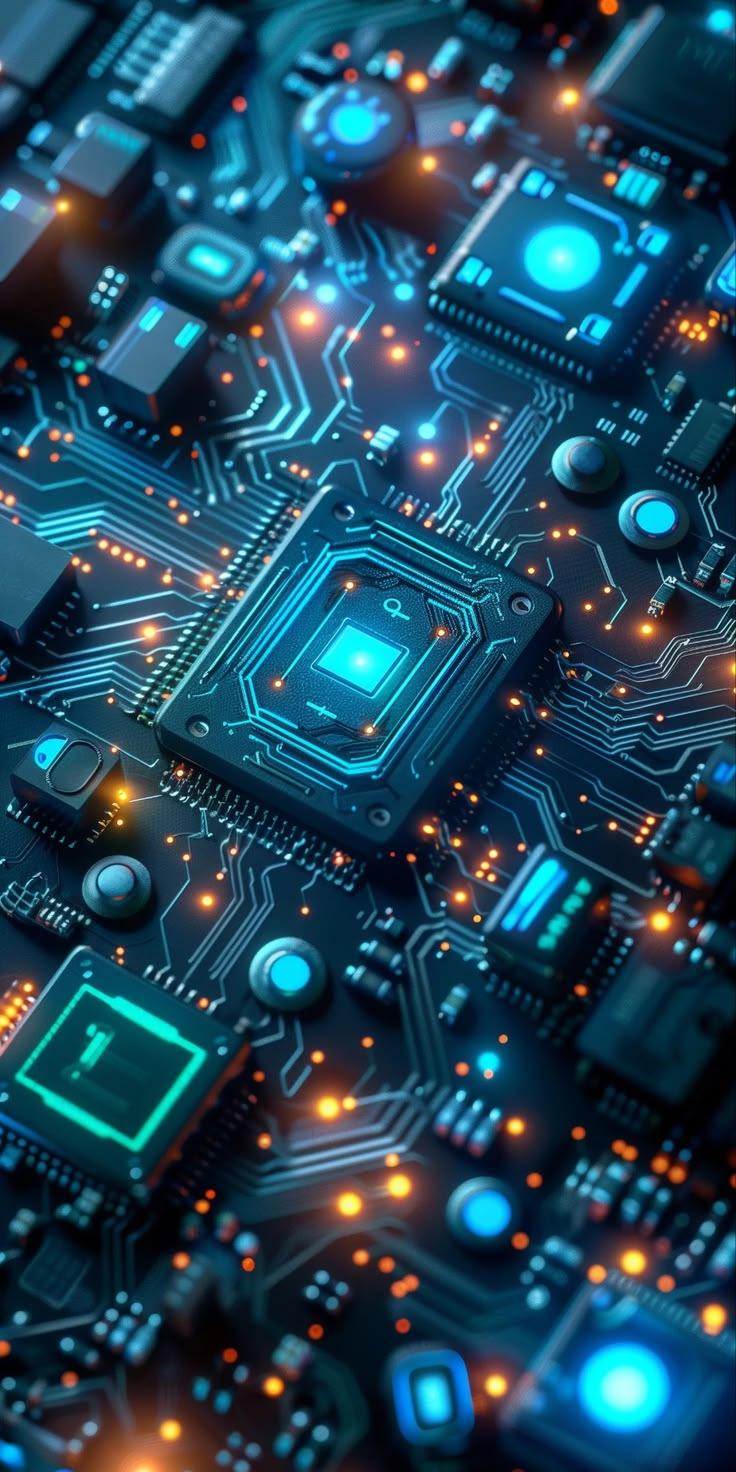 Futuristic Tech Circuit Blue Wallpaper