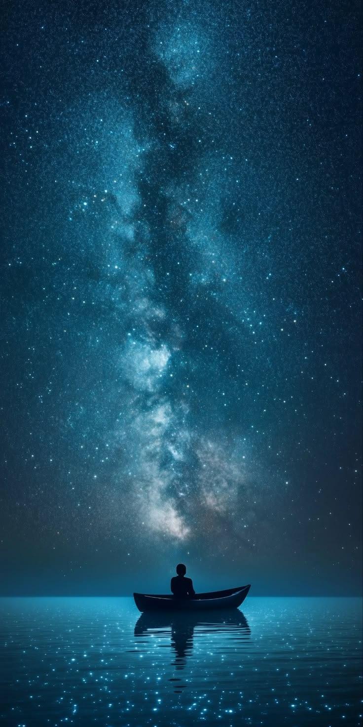 Cosmic Reflection Blue Wallpaper
