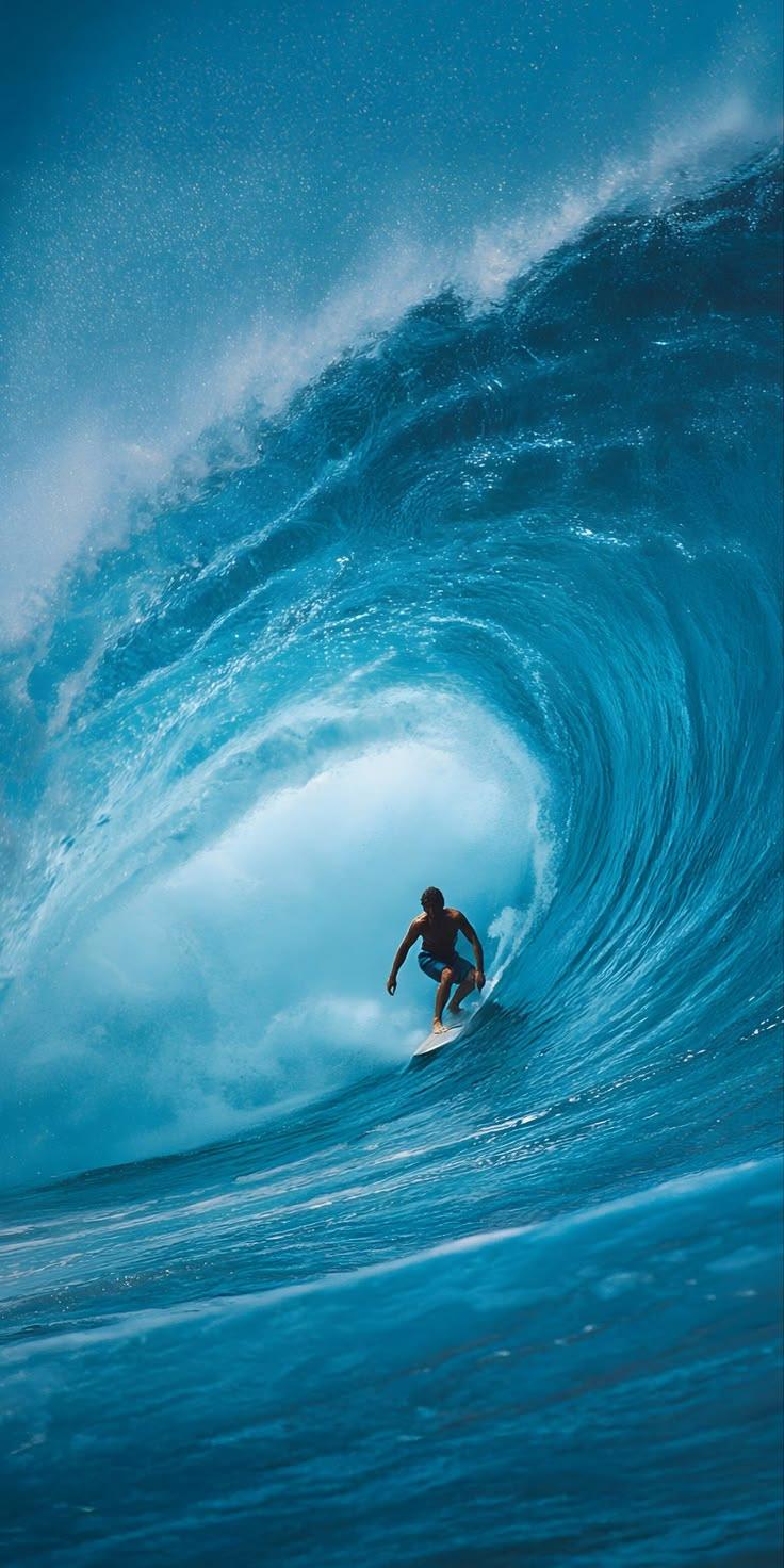 Surfing Motion Blue Wallpaper