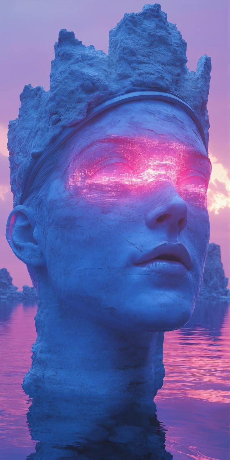 Surreal Sculpture Reflection Blue Wallpaper