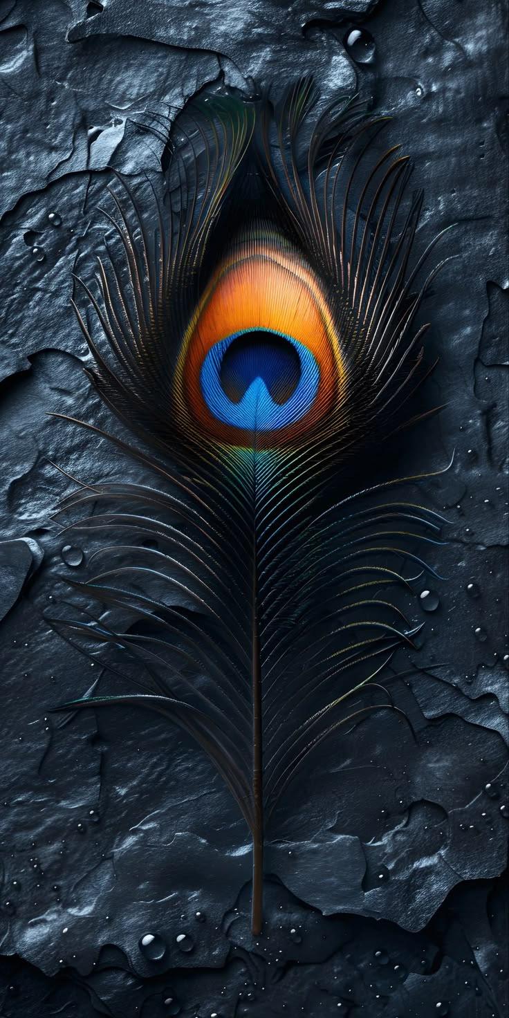 Peacock Feather Elegance Blue Wallpaper