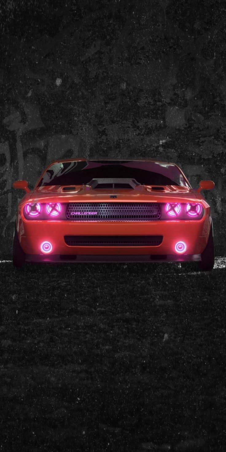 Neon Orange Muscle Car Wallpaper