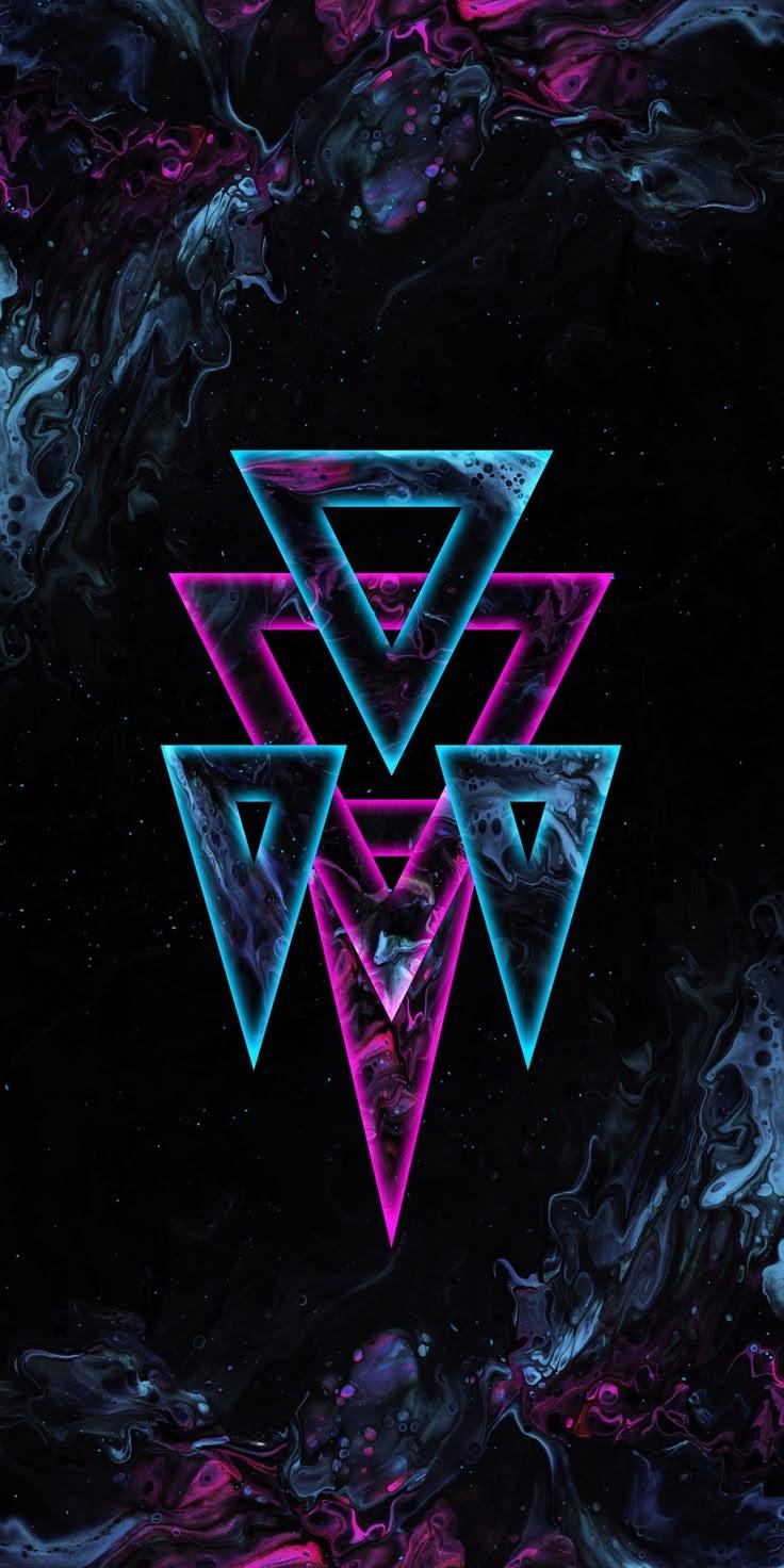 Neon Triangle Abstract Geometric Wallpaper