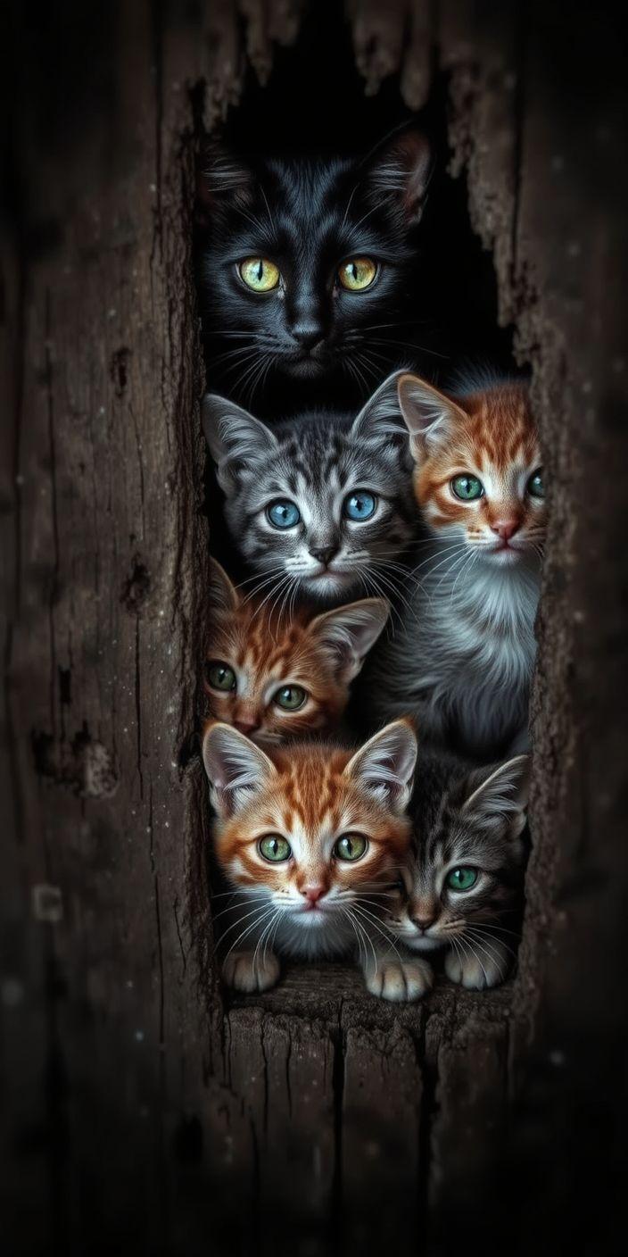 Curious Cats Wallpaper