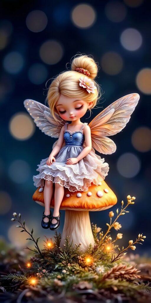 Whimsical Fairy Mushroom Illustration Wallpaper