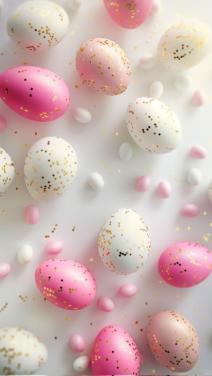 Colorful Speckled Eggs Blue Wallpaper