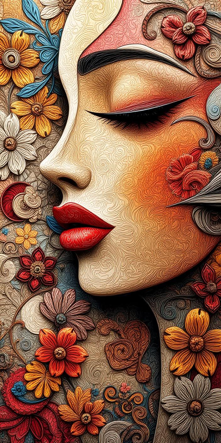 Colorful Floral Swirl Artistic Wallpaper