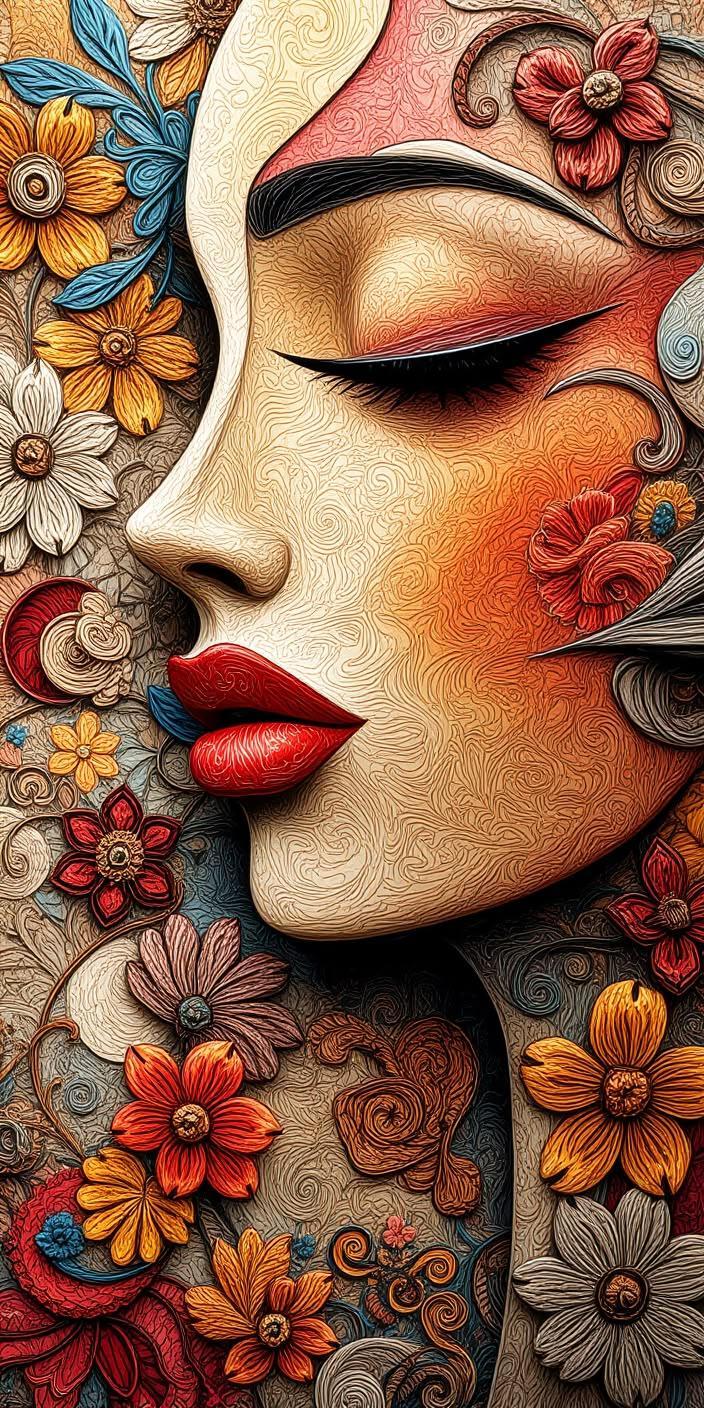 Colorful Floral Swirl Artistic Wallpaper