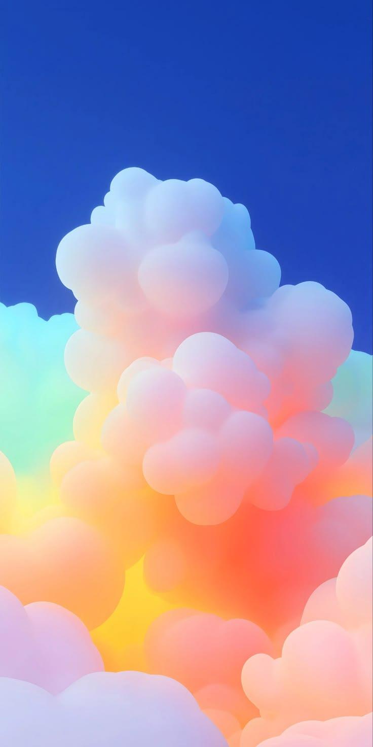 Dreamy Pastel Clouds with Blue Sky Wallpaper