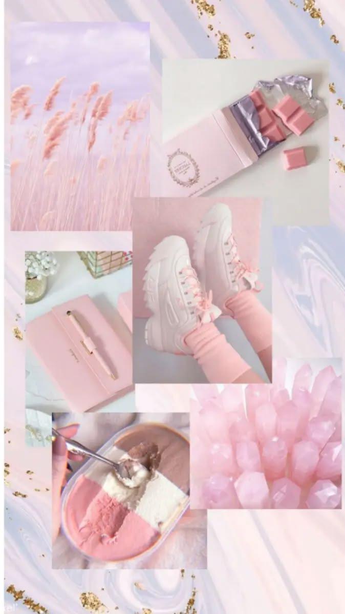 Pink Pastel Lifestyle Collage Wallpaper