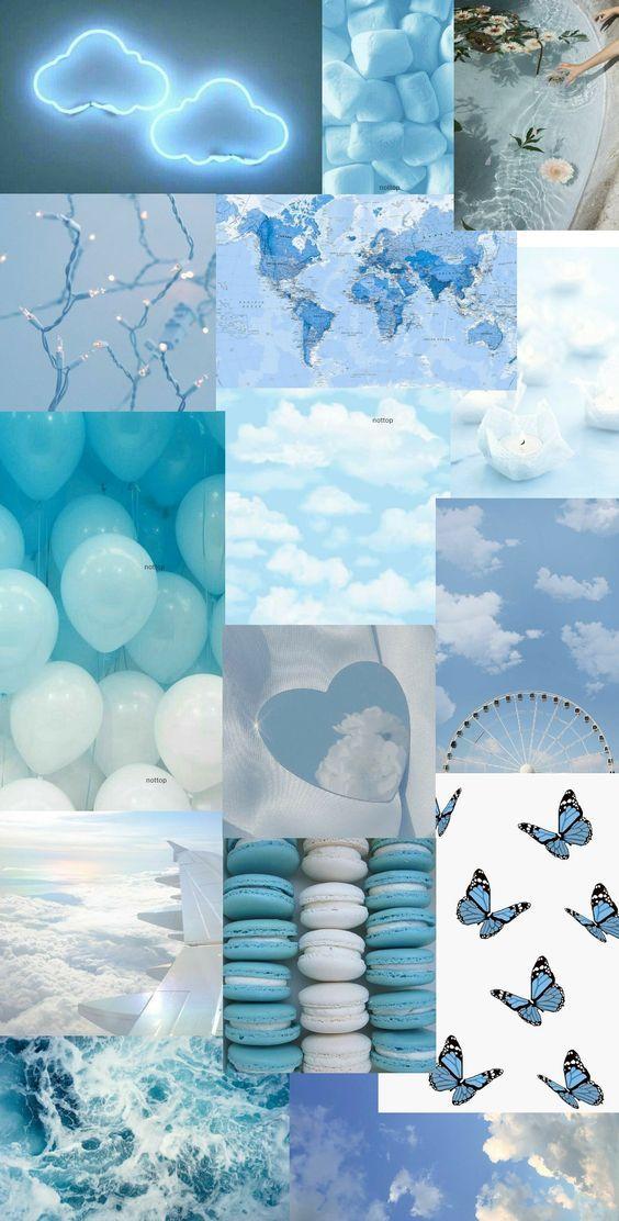 Blue Clouds and Balloons Aesthetic Wallpaper