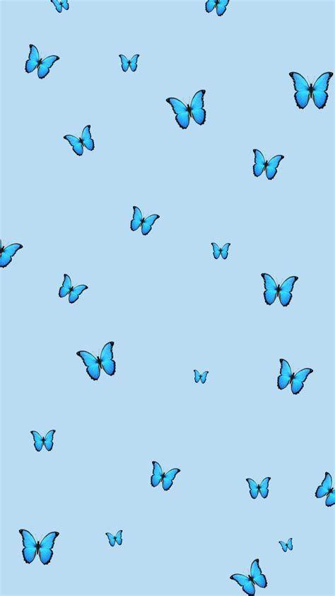Minimal Blue Butterflies Aesthetic Wallpaper