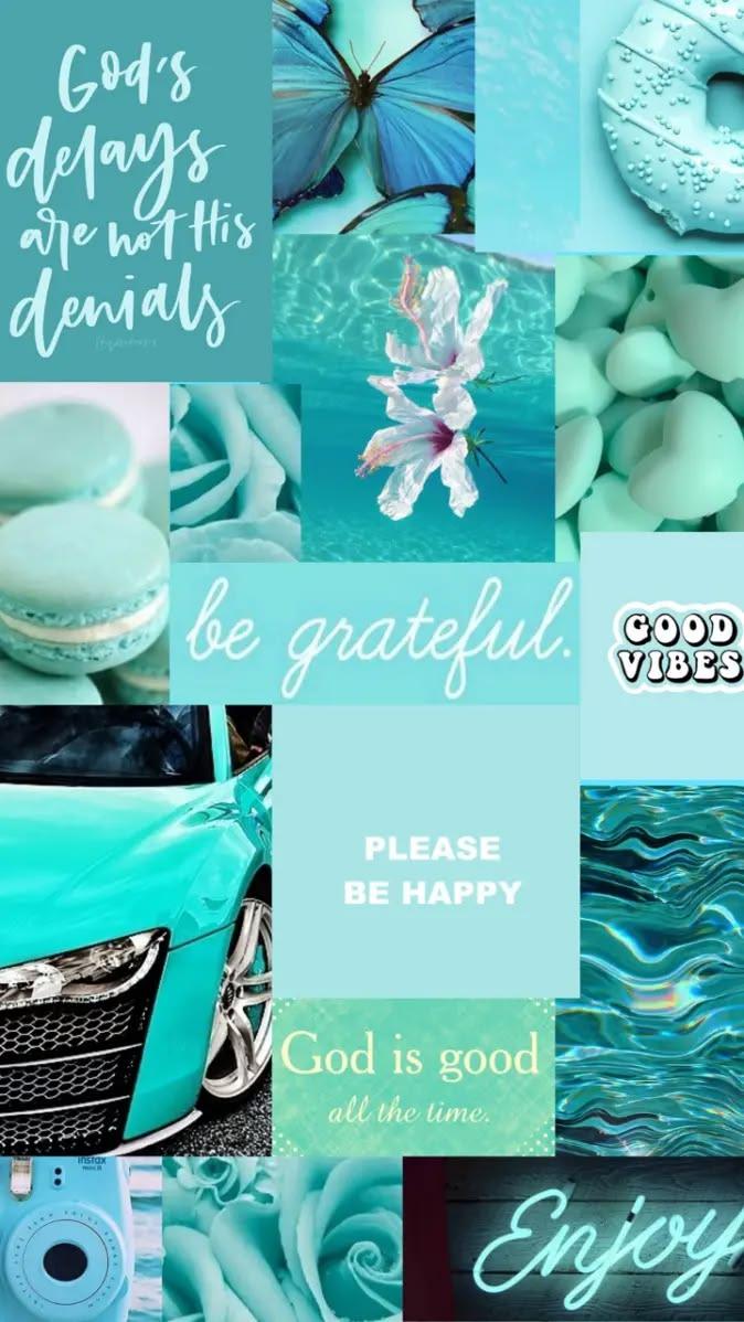 Dreamy Turquoise Aesthetic Grid Wallpaper
