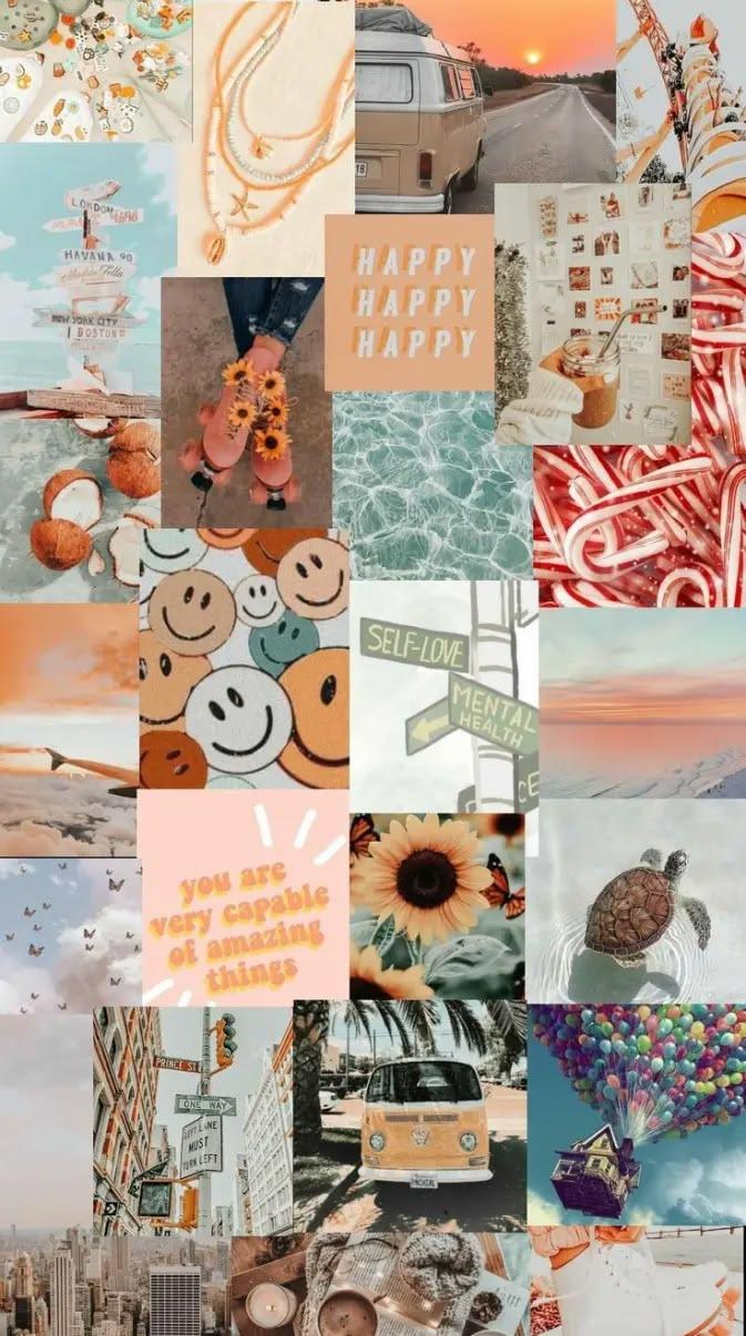 Warm Sunset Aesthetic Collage Wallpaper