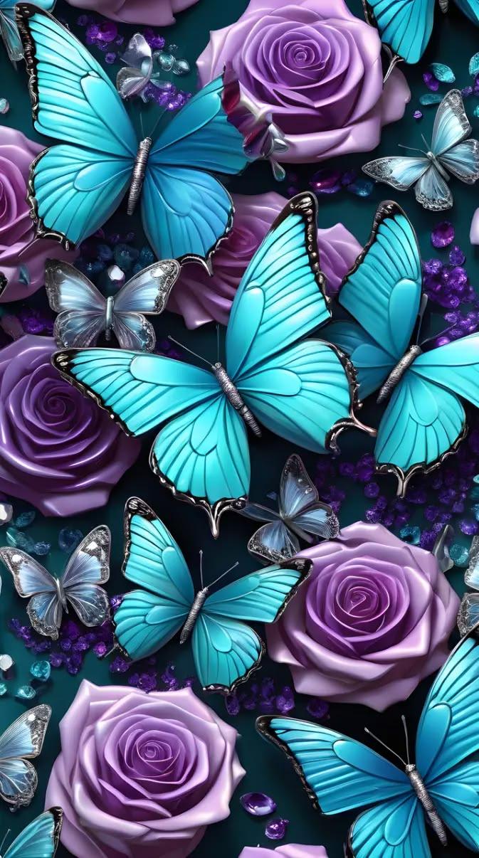 Enchanting Butterfly and Rose Aesthetic Wallpaper