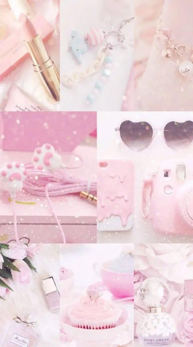 Cute Pink Lifestyle Aesthetic Collage Wallpaper