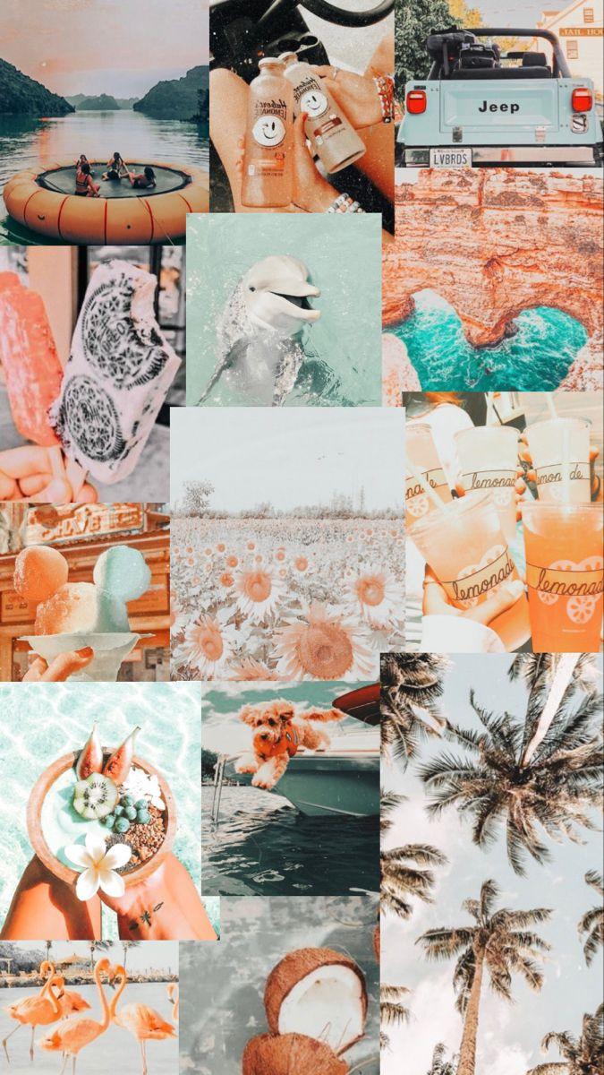 Pastel Summer Aesthetic Collage Wallpaper