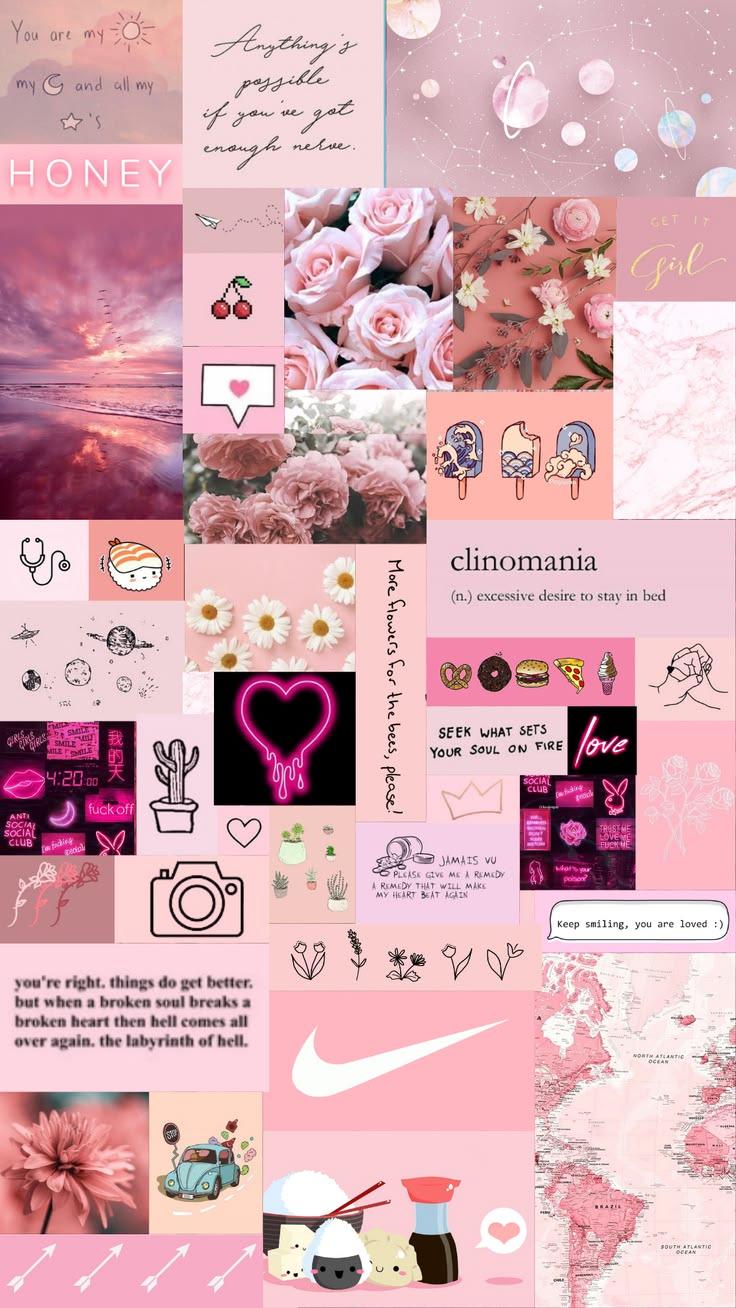 Playful Pink Tumblr Style Collage Wallpaper