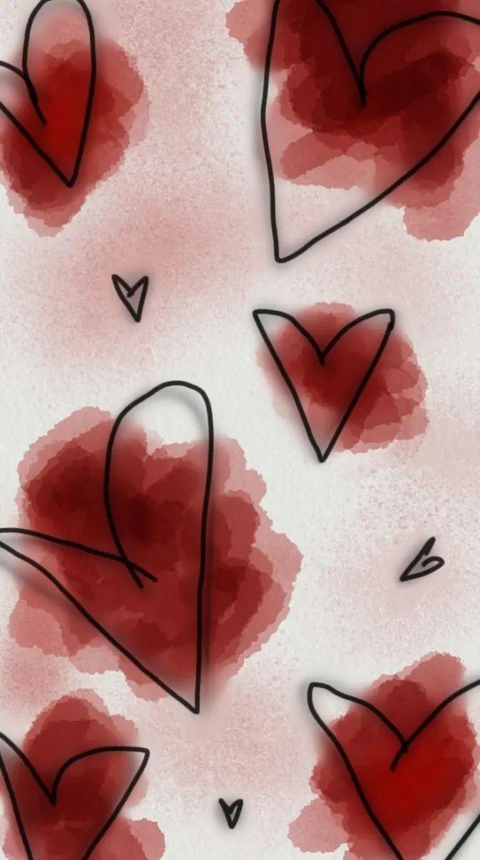 Hand-Drawn Hearts Aesthetic Wallpaper