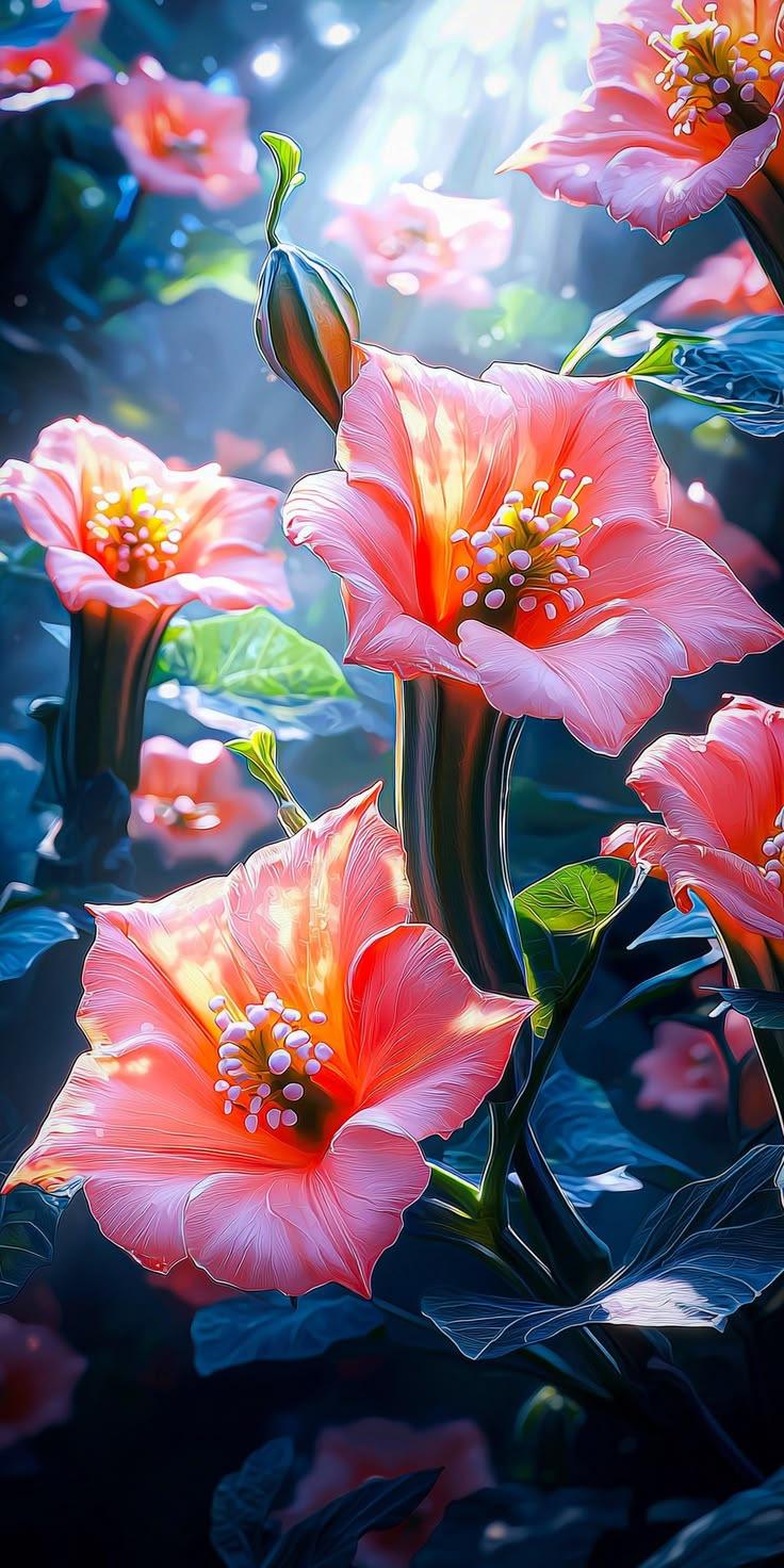 Vibrant Pink Hibiscus Flowers Wallpaper