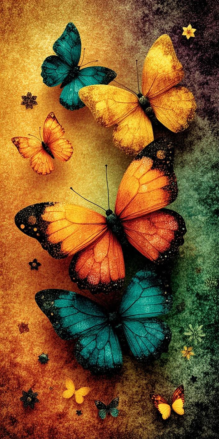 Magical Peach Butterfly Aesthetic Wallpaper