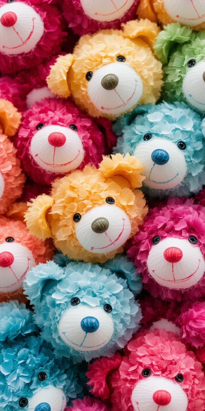 Vibrant Teddy Bears Aesthetic Wallpaper