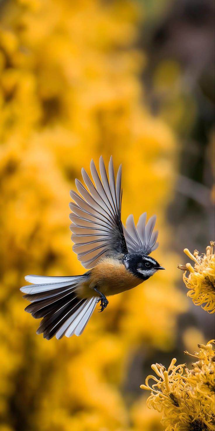 Flying Fantail Bird Wallpaper