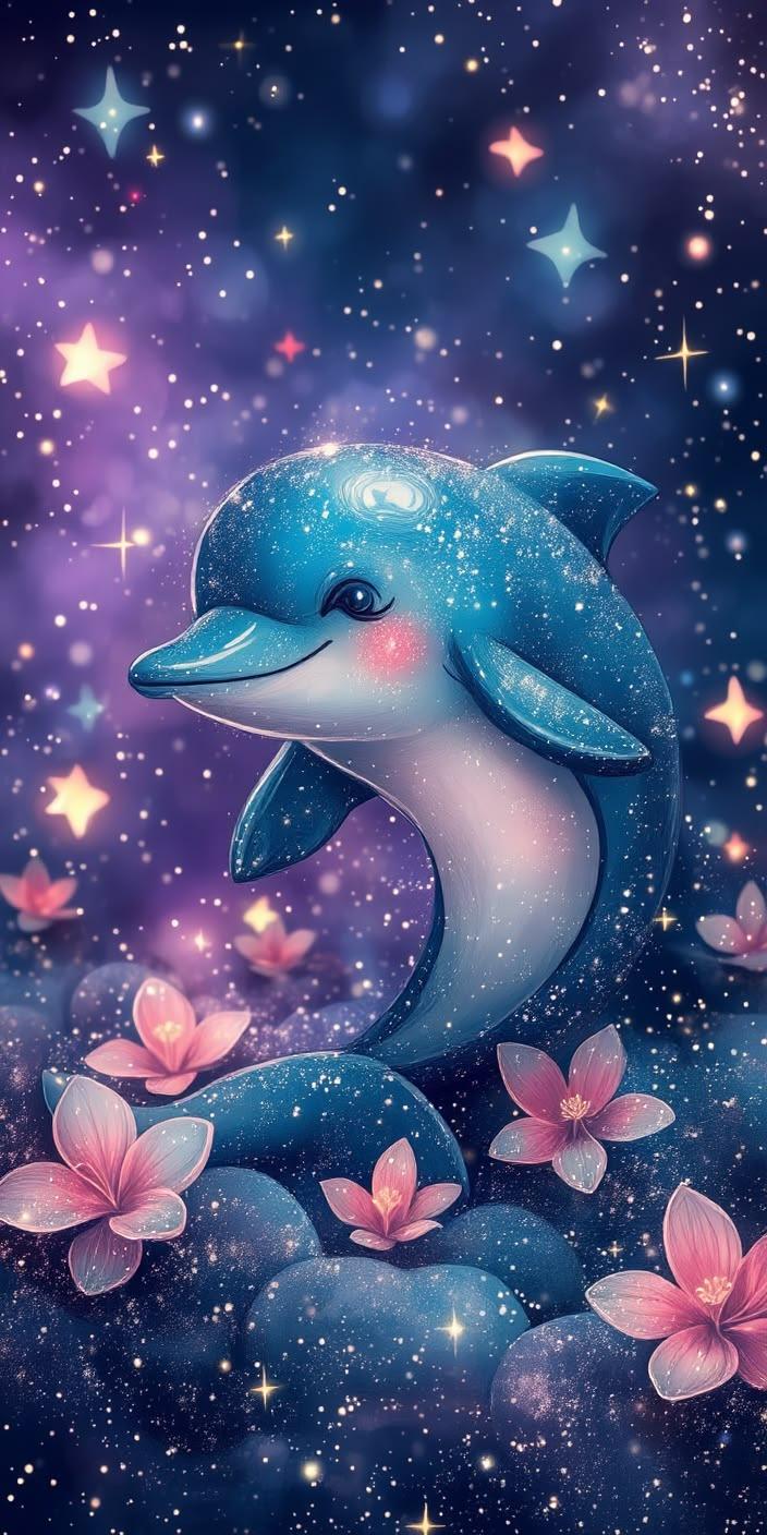Dolphin Flowers Fantasy Wallpaper