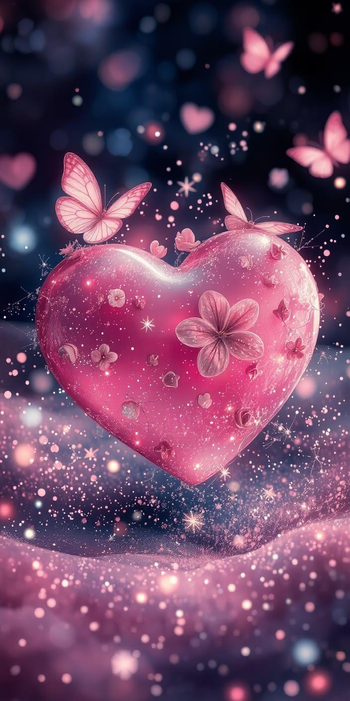 Butterflies and Heart Fantasy Wallpaper