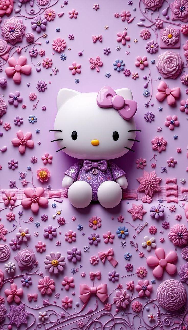 Pink & Purple Hello Kitty Fantasy Wallpaper