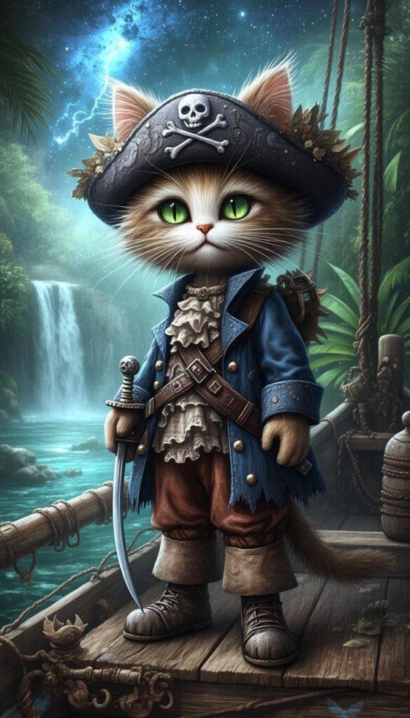 Anthropomorphic Pirate Cat Wallpaper