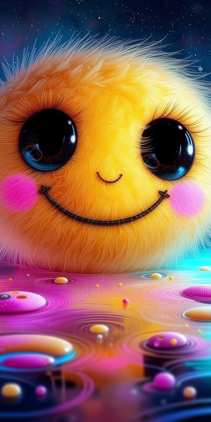 Happy Vibes Liquid Neon Wallpaper