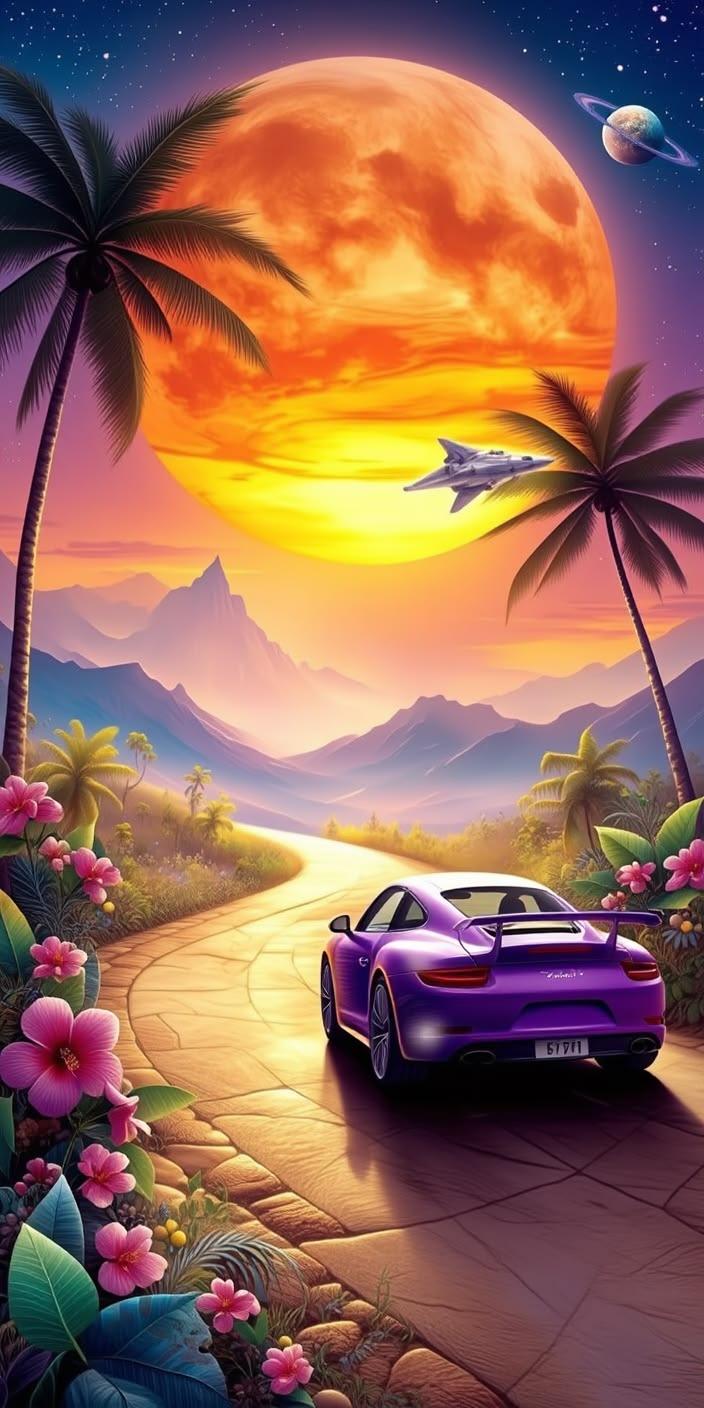 Cosmic Highway Dreams Wallpaper