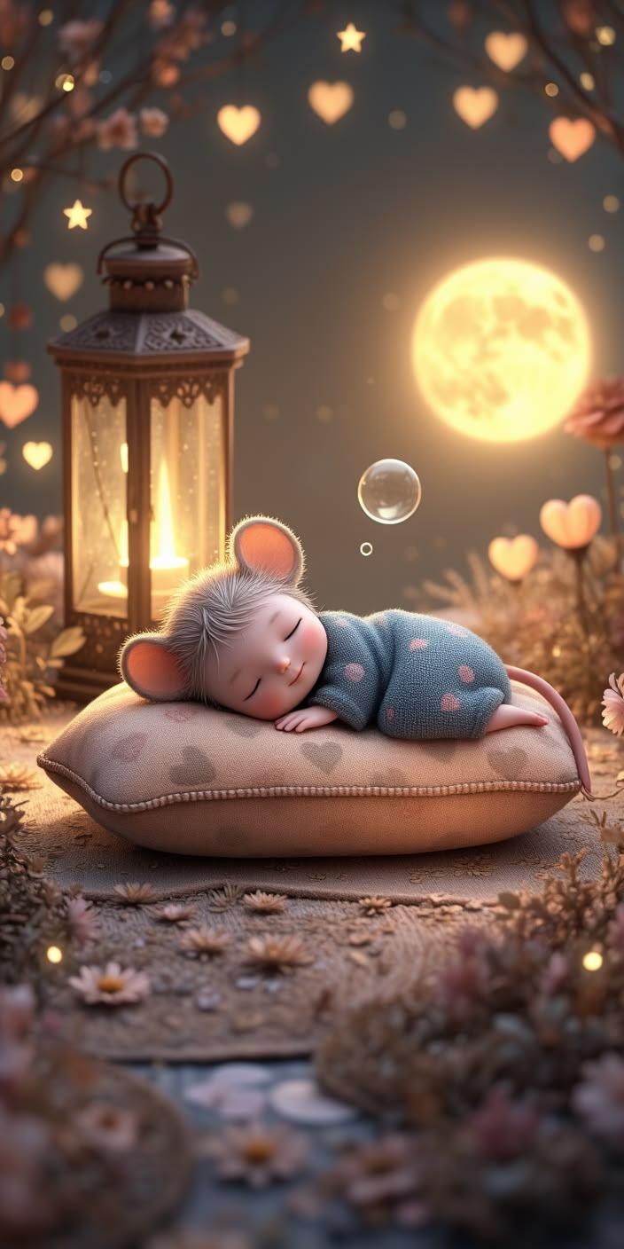 Dreamy Moonlight Mouse Love Wallpaper