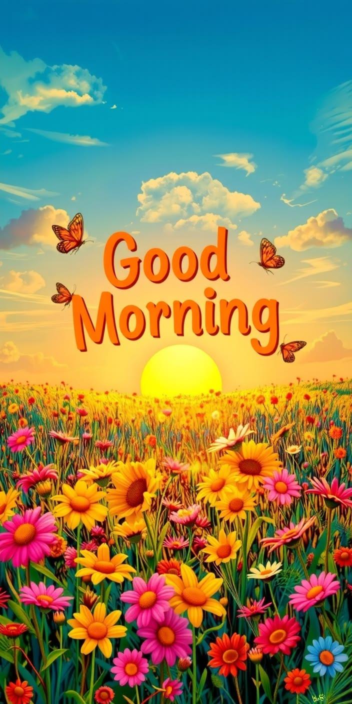 Sunny Floral Good Morning Bliss Wallpaper