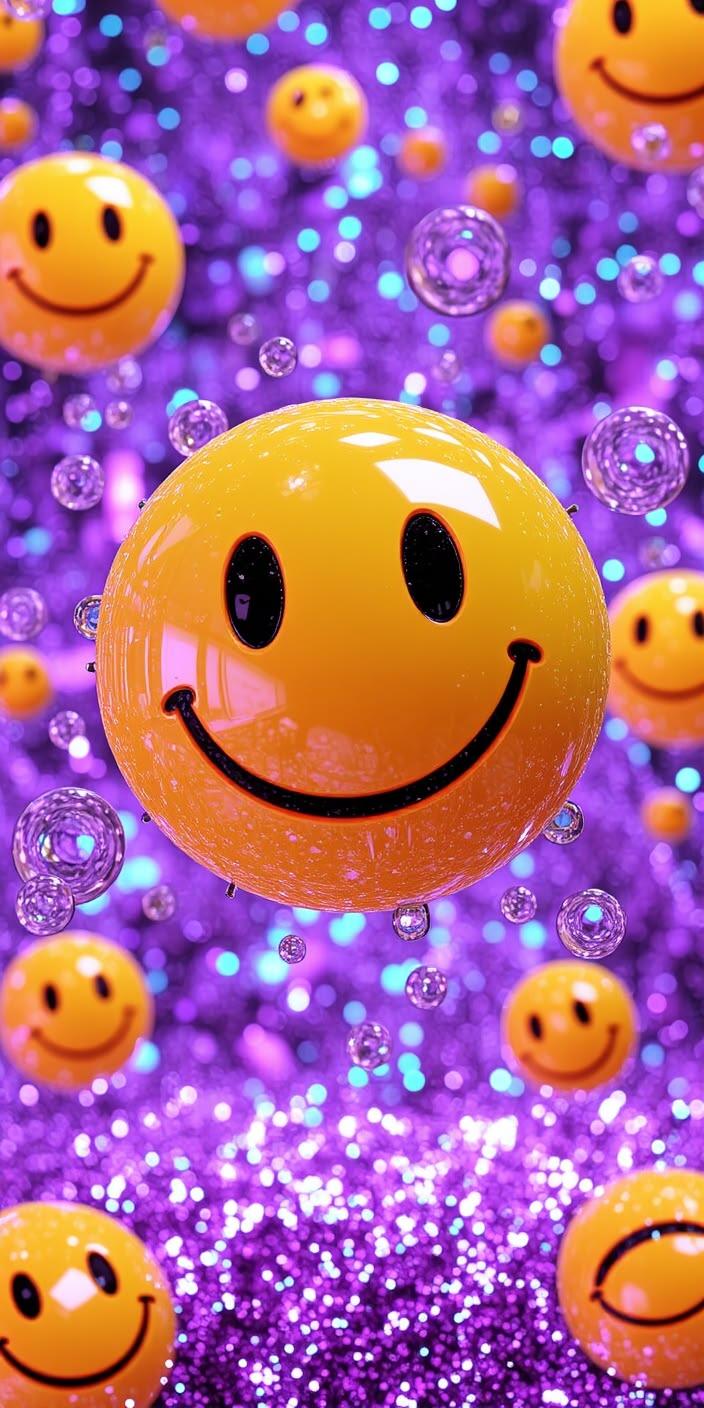 Glitter Smiley Vibes Aesthetic Wallpaper