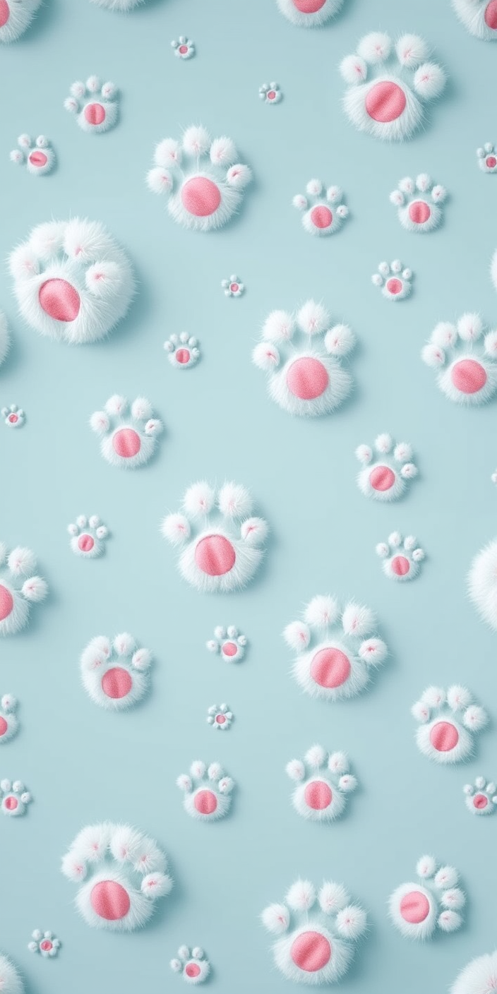 Fluffy Pink Paw Prints Wallpaper