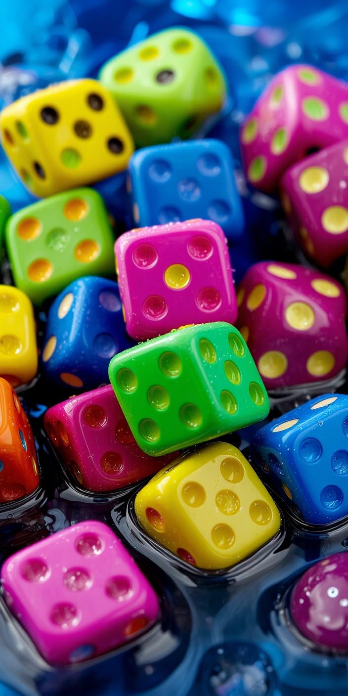 Colorful Dice Splash Wallpaper