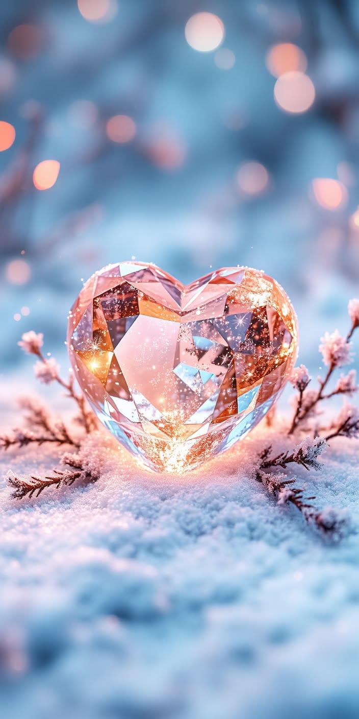 Crystal Heart Winter Glow Wallpaper