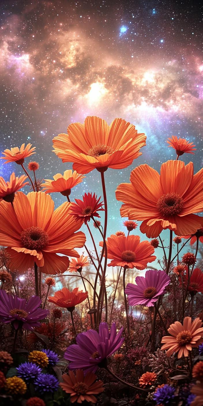 Cosmic Bloom Fantasy Flower Wallpaper