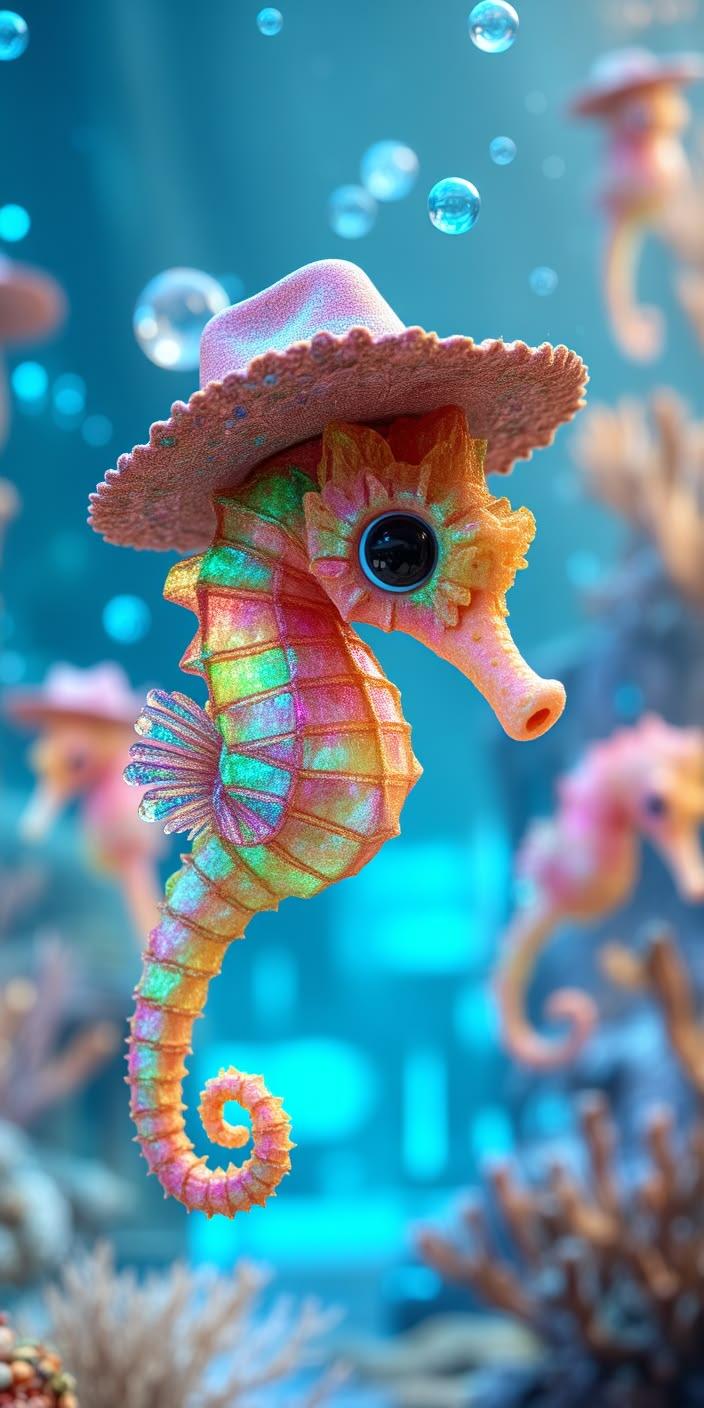 Cute Cowboy Seahorse Ocean Wallpaper
