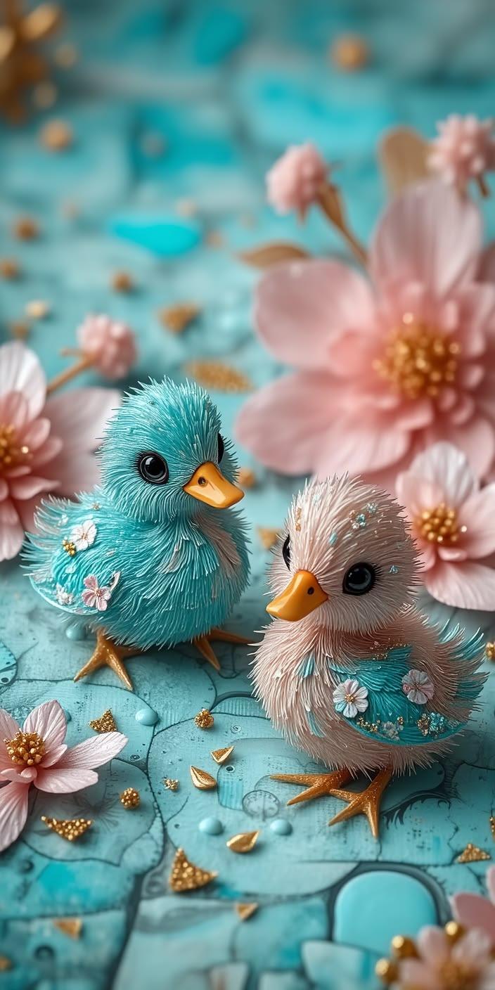 Cute Crystal Ducks Fantasy Wallpaper