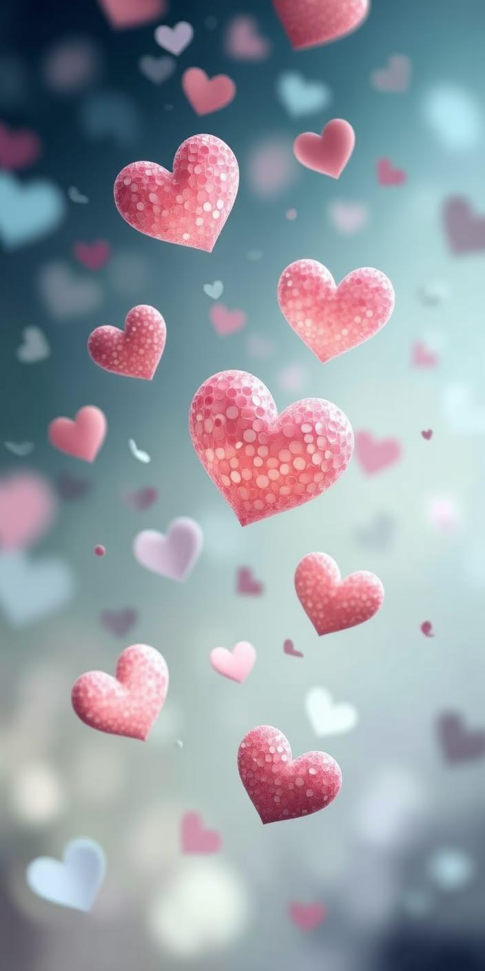 Floating Pink Heart Aesthetic Wallpaper